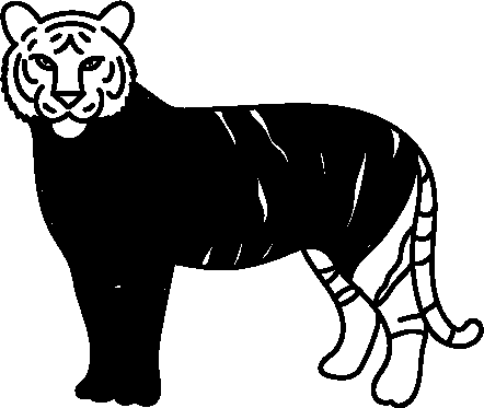 A royalty-free tiger wearing a 3/4 length coat